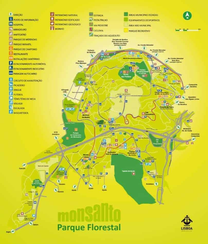 parque florestal de monsanto mapa Conhecendo Lisboa De Benfica A Alvalade Portugal Afora parque florestal de monsanto mapa